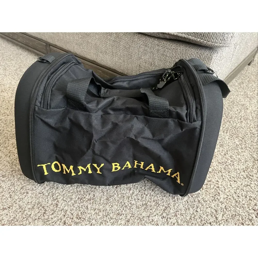 NWT Tommy‎ Bahama Hard Sided Expandable Duffle Bag Black Yellow Travel